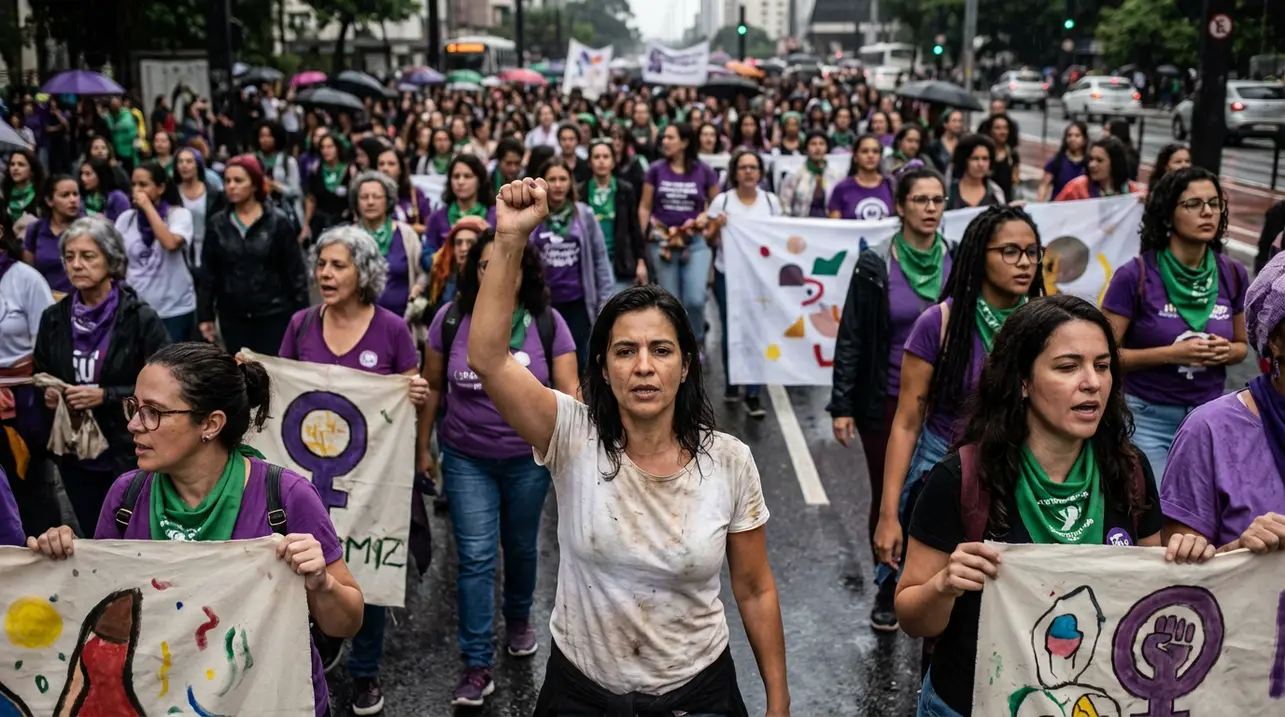 Brazilian women march nationwide against femicide.
