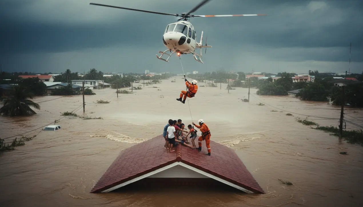 Outpoll | Family rescued from roof during severe flooding in Thailand.
