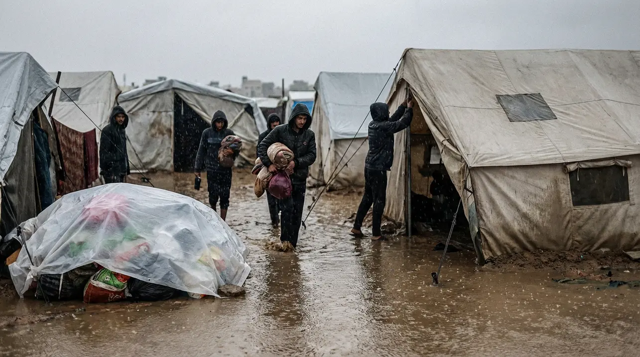 暴雨加剧加沙流离失所者困境，和平谈判陷入僵局