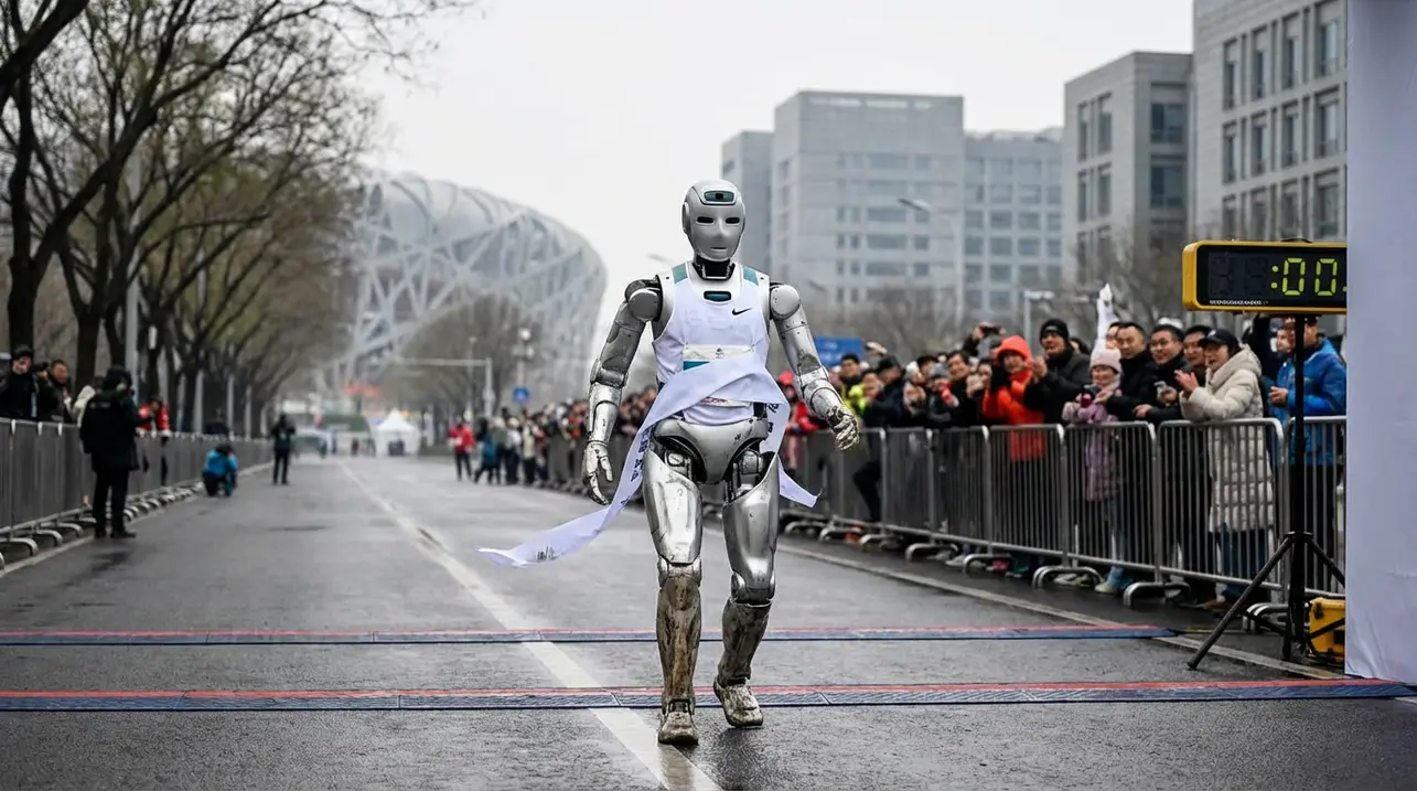 Humanoid robot beats human half-marathon world record in Beijing.