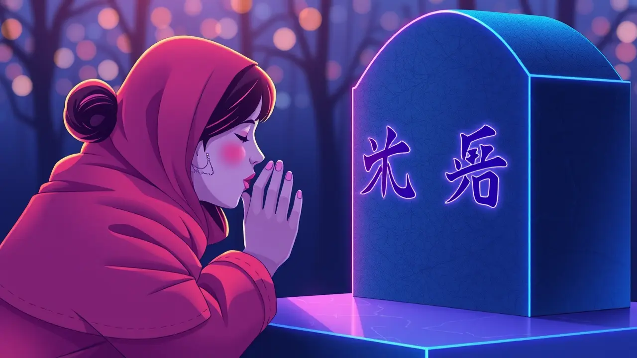 Mother's Viral Kiss on Son's Gravestone Teaches Afterlife.