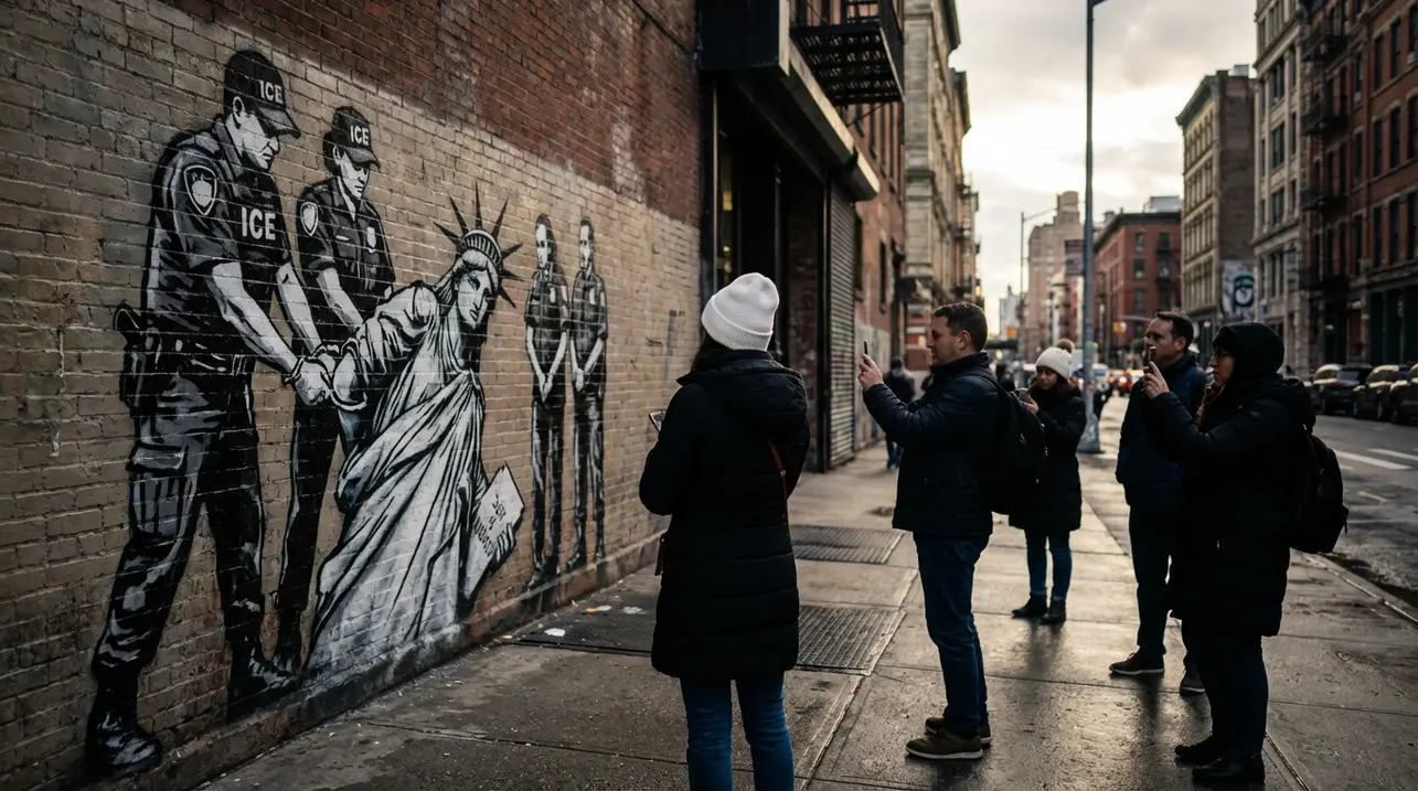 New York Graffiti Shows ICE Arresting Statue of Liberty