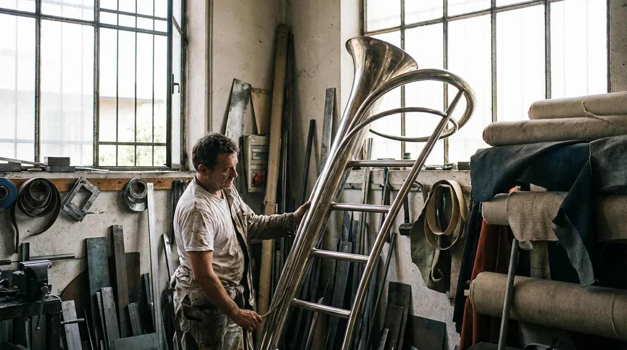 受铜管乐器启发的雕塑钢梯