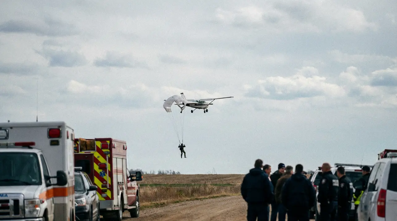 跳伞者降落伞缠住飞机尾翼后坠地生还