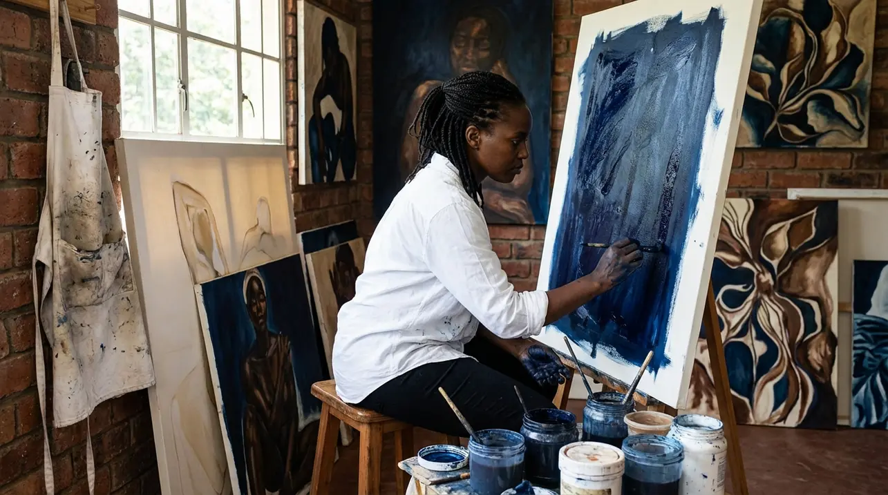 史黛西·吉莉安·阿贝的画作以靛蓝探索记忆与血脉