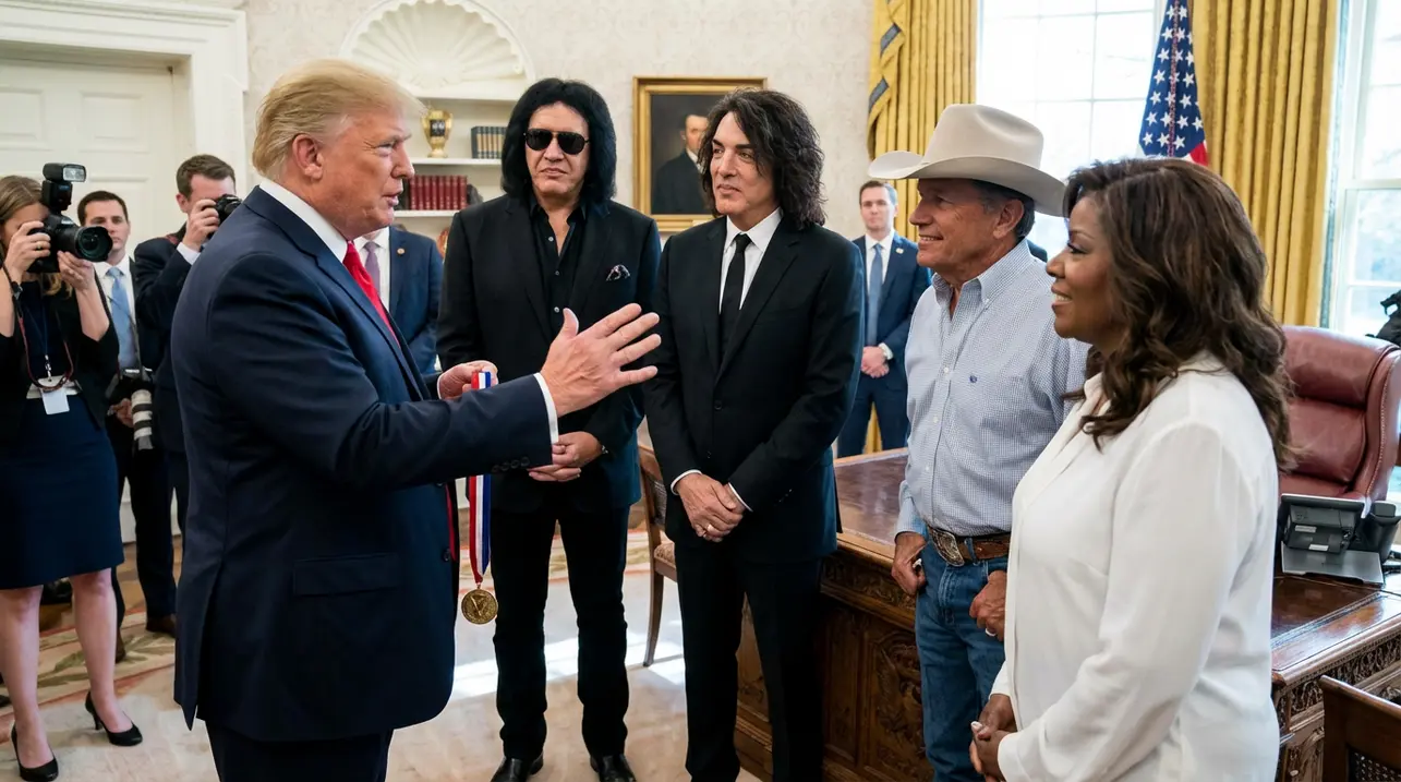 Trump presents Kennedy Center Honors medals to KISS, Strait, Gaynor
